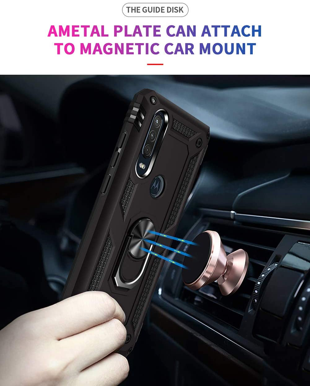 Protectores para celular  para Motorola  One Action Funda reforzada con anillo v2 Negro